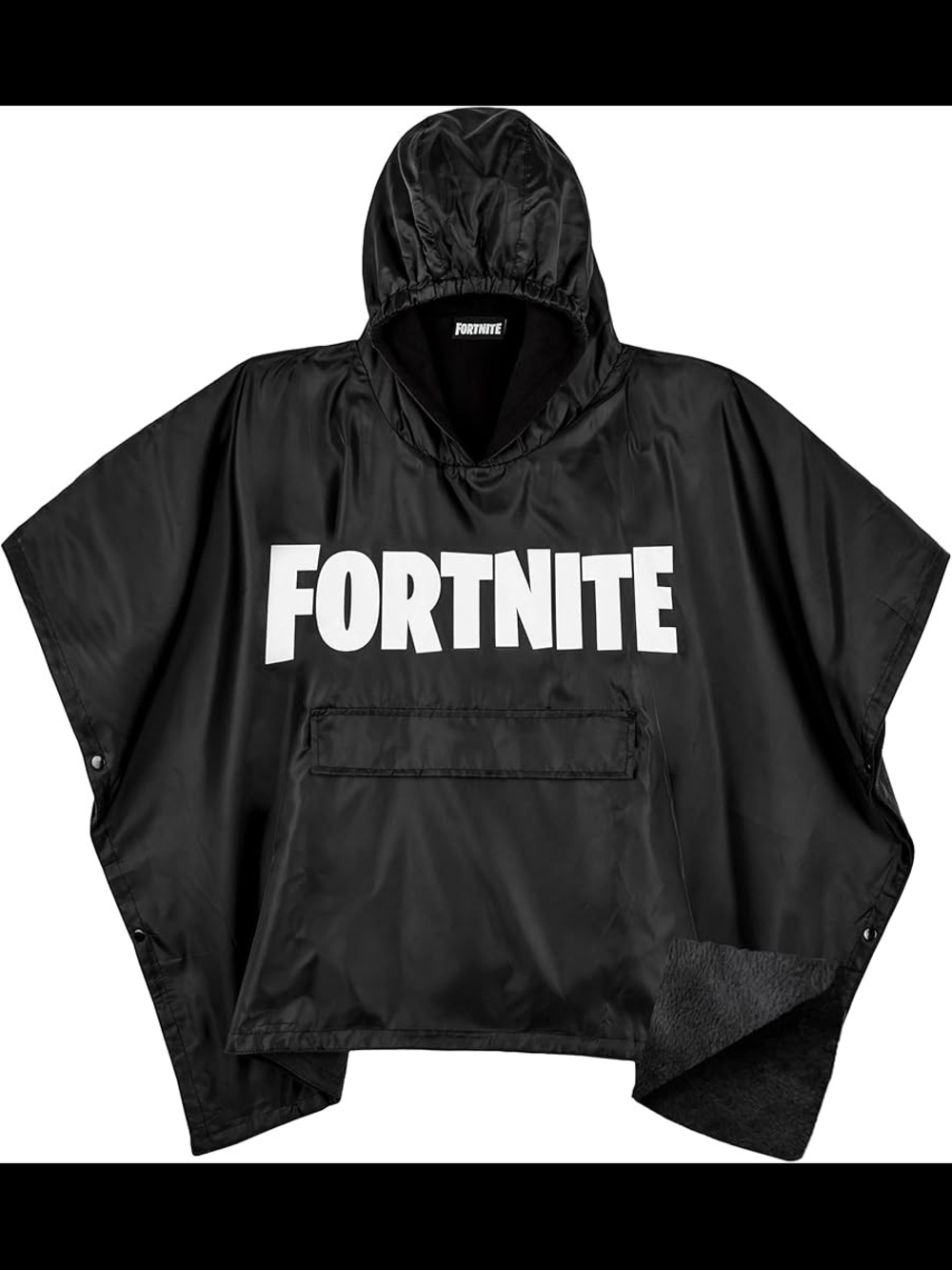 Forrnite Kids Waterproof Rain Poncho - Black Ages 6-14 Yrs